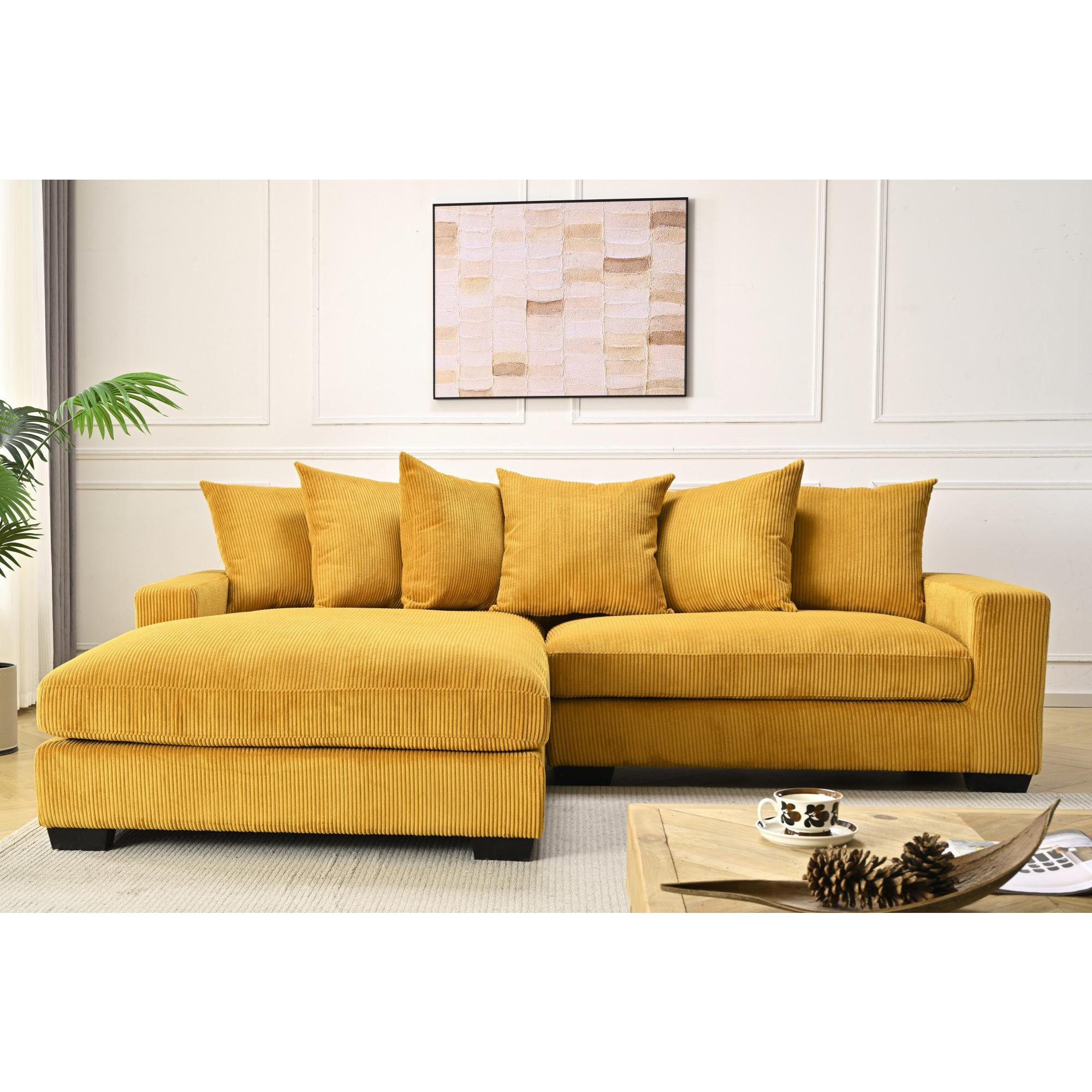 Hokku Designs Container Furniture Direct Luxe Oversized Two-Piece Left  Facing Sectional Couches for Living Room, 102.4-Inch L Shaped Sofa with  Chaise, Upholstered with Corduroy Fabric, Ginger | Wayfair